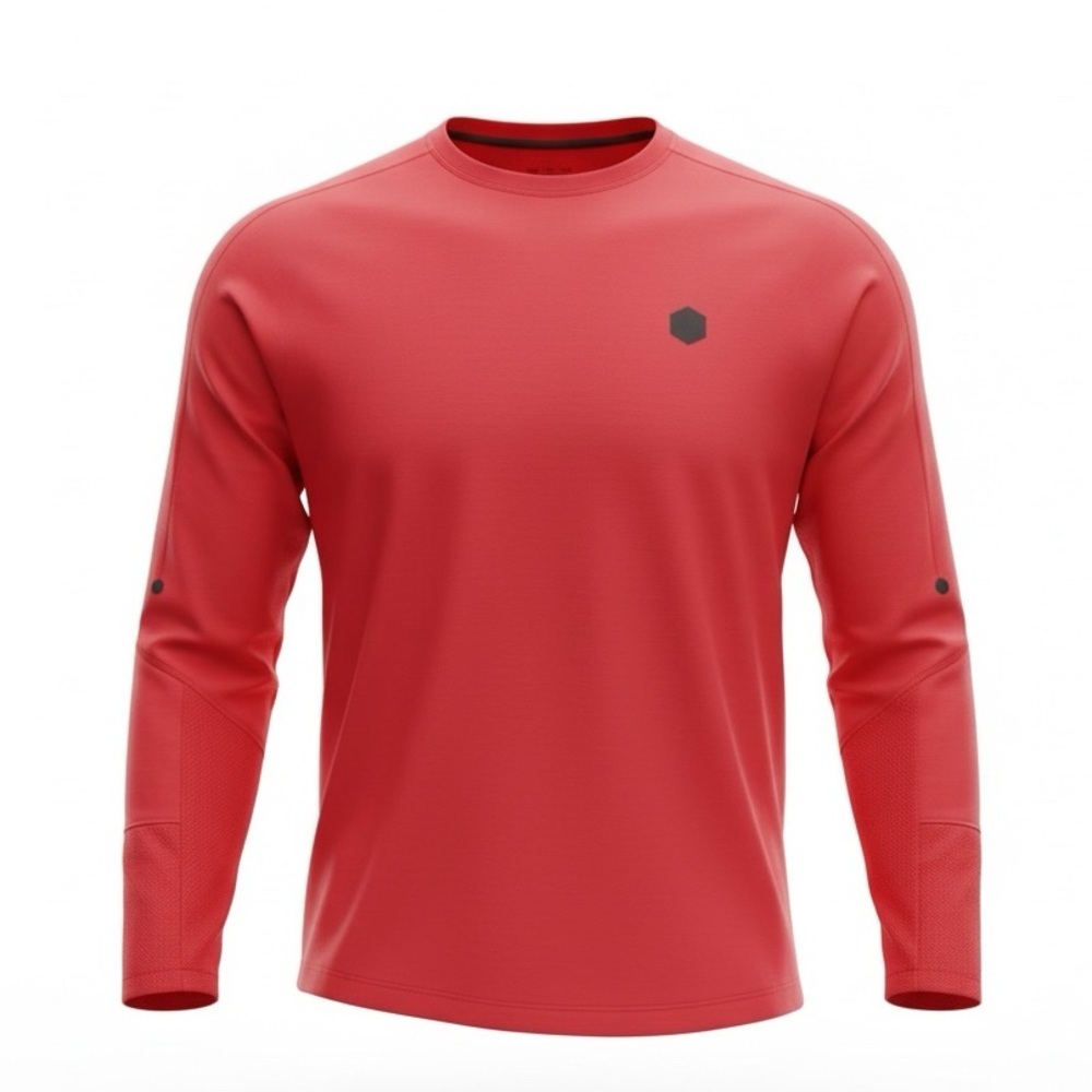 UNDER ARMOUR Men’s ColdGear Rush Mock-Shirt Size Large Orange 16% Elastane